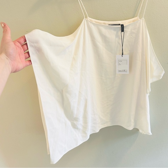 Theory Petteri-Rosina Crepe Draped Ivory Top Womens Size Medium Cream White - Picture 3 of 11